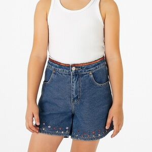 VINTAGE GAP GIRLS DENIM SHORTS FOUR POCKET, SEQUINED AND BEADED TRIM, ZIP FLY